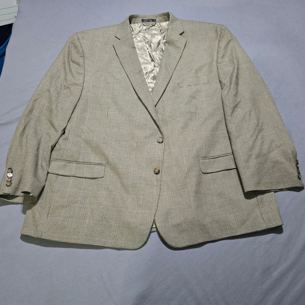 Lauren Ralph Lauren Blazer Mens 50R Tan Black Houndstooth Sport Coat 2 Button